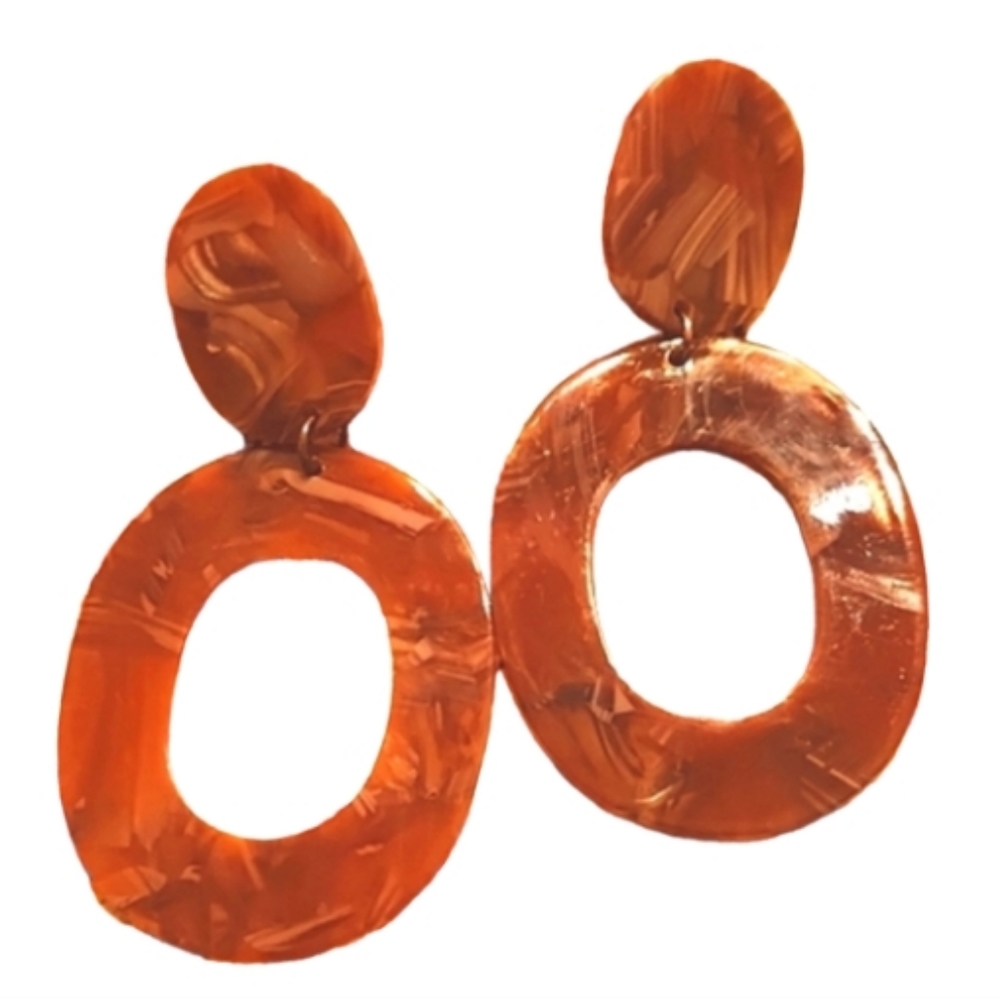 Vintage acrylic type brown earrings